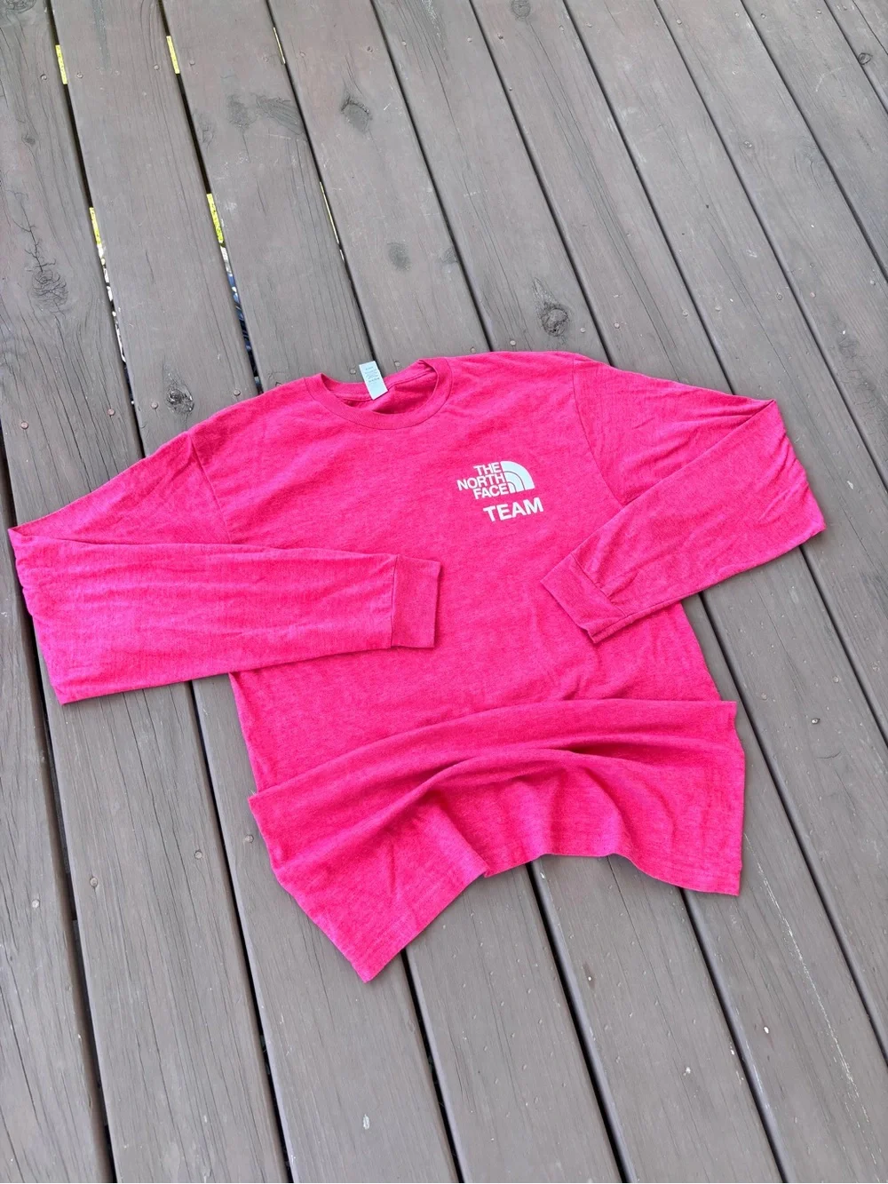 North Face Team Long Sleeve Tee Sz M Red Icons Exploration